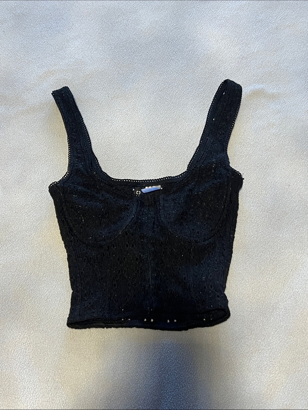 Divided Black Lace Bustier Crop Top